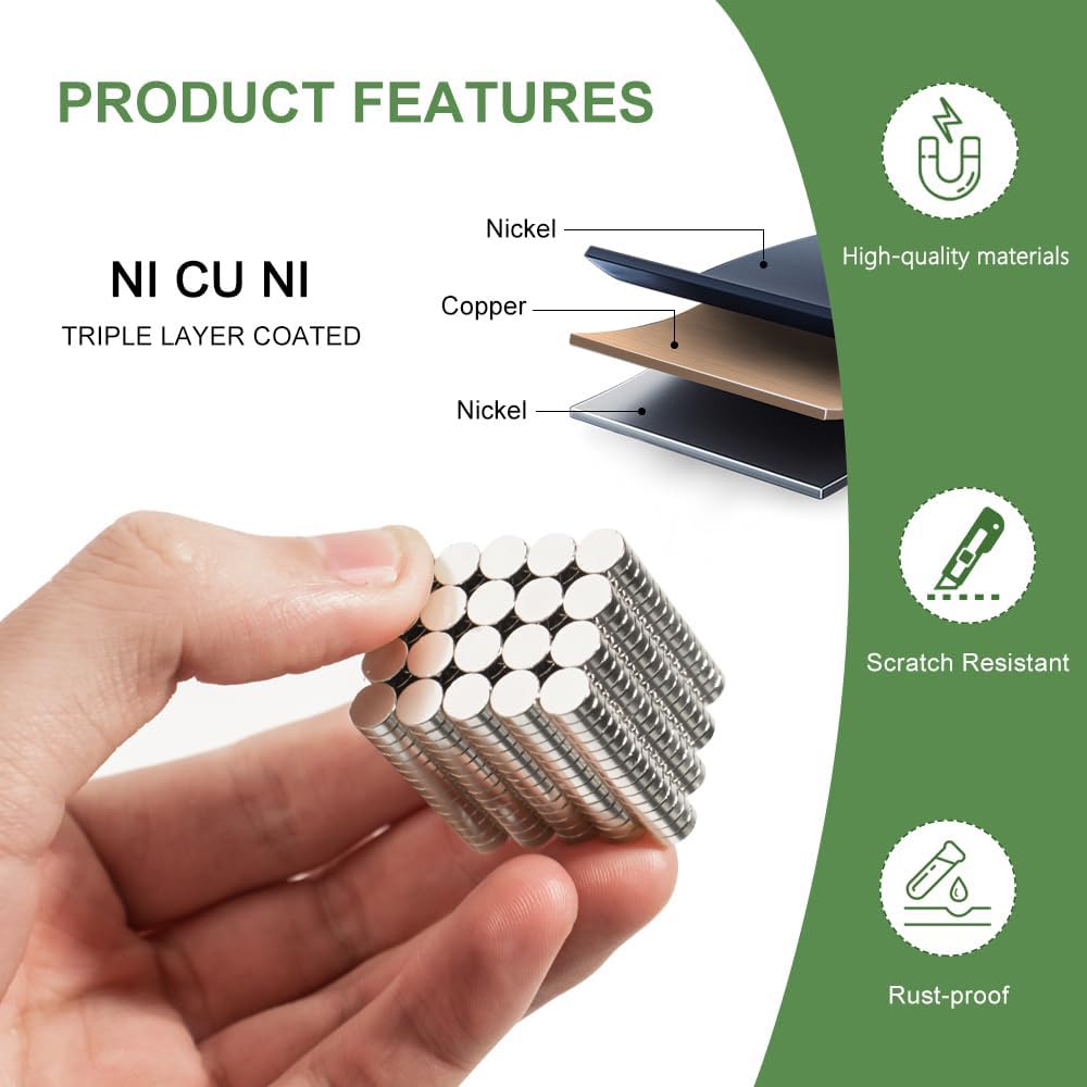 RHINOCATS 400Pcs Small Magnets, 4 Different Sizes Tiny Mini Magents, Multi-Use for Fridge, DIY, Office, Hobbies, Crafts and Science