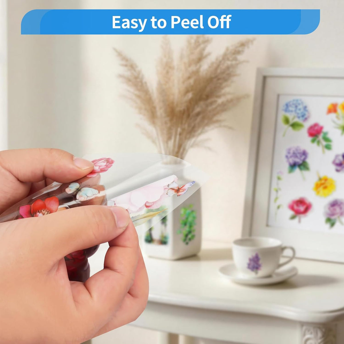 Kattykitty 309PCS Transparent Flower Stickers for Scrapbooking