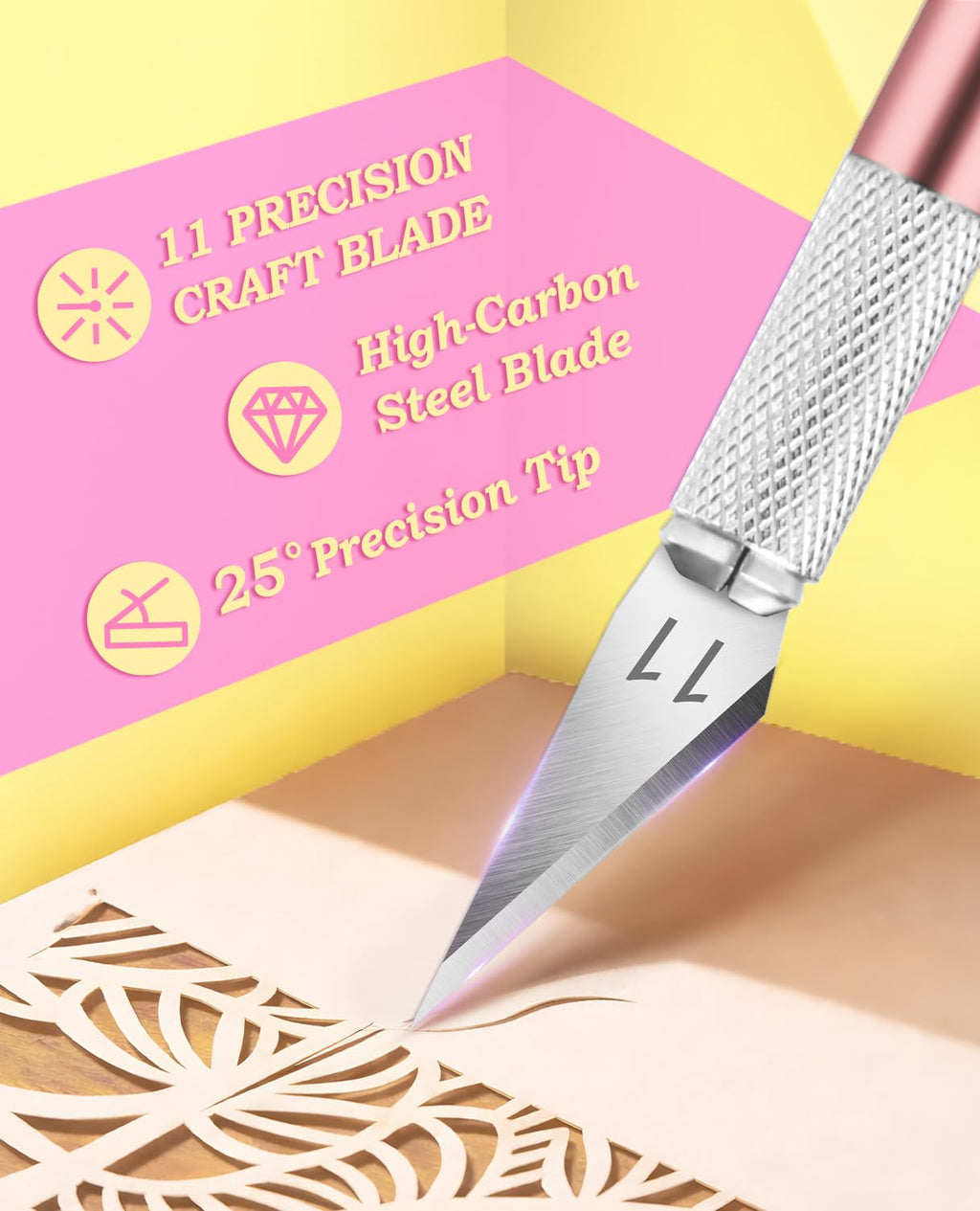 DIYSELF Craft Hobby Knife Set with 10 Extra #11 Blades, 6-Inch Metal Ruler