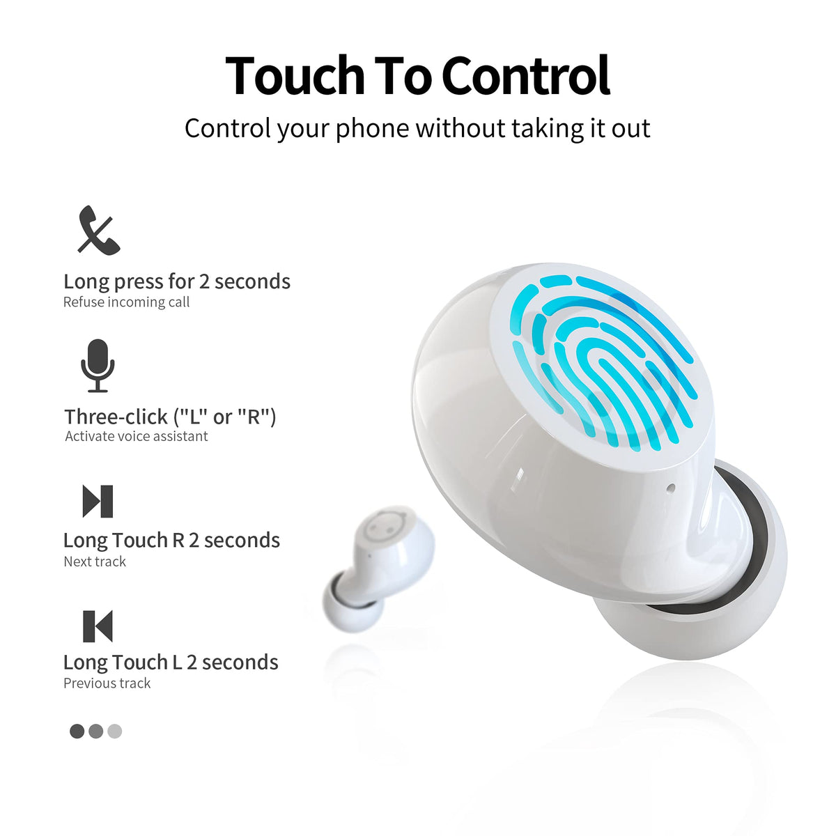 Wireless Earbuds for Kids, Headphones with Cute Panda Charging Case with Mic, Noise Cancelling,Typ-C, 3D Stereo Waterproof Bluetooth Buds for Sport & Outwork,3 x Ear caps(S,M,L)
