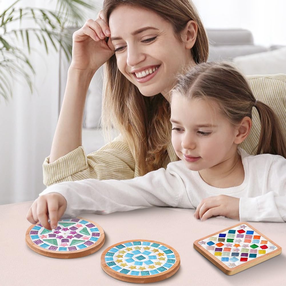 Adboros 8 Sets DIY Glass Mosaic Tiles for Crafts