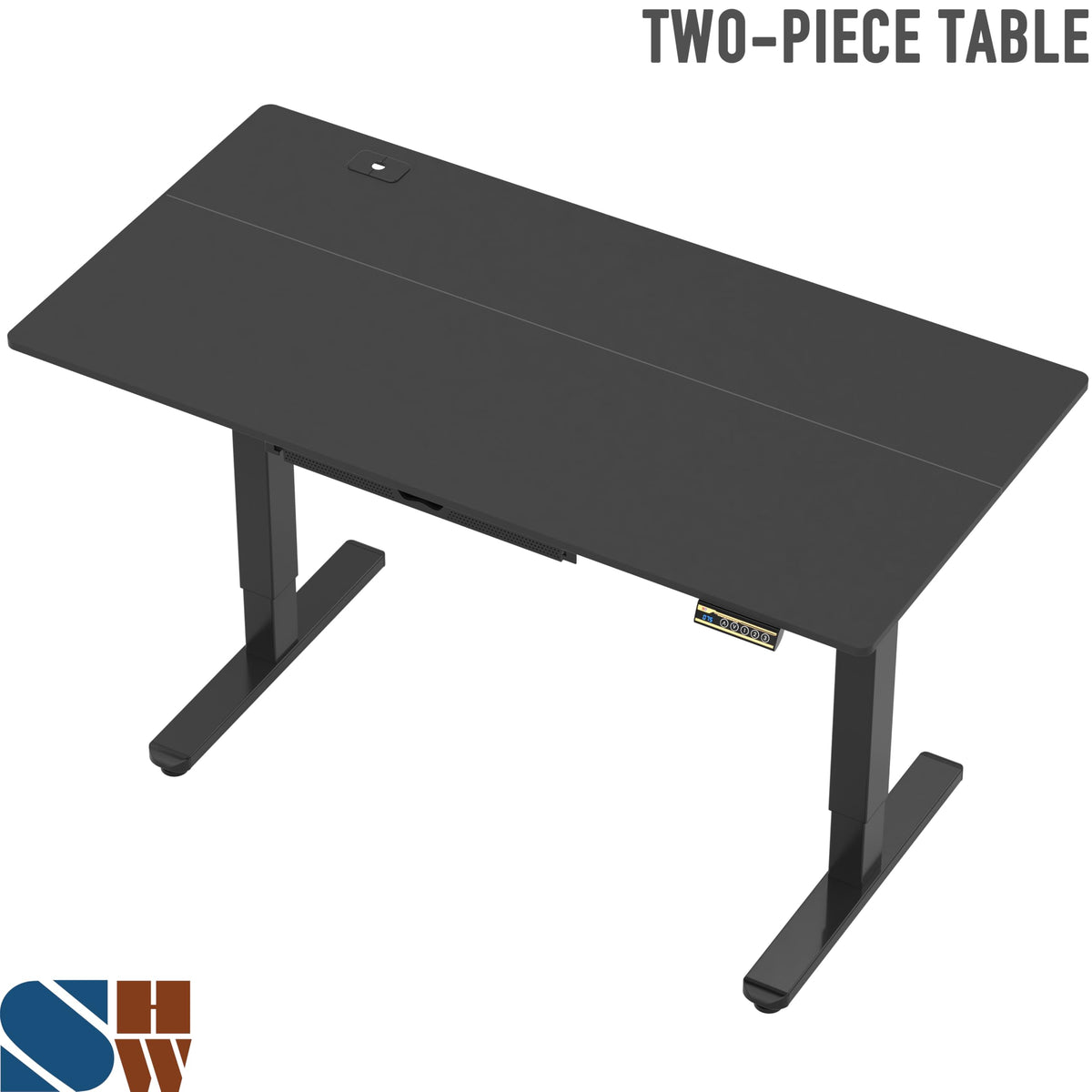 SHW 55 x 28 Electric Height Adjustable Standing Desk w/Drawer, White