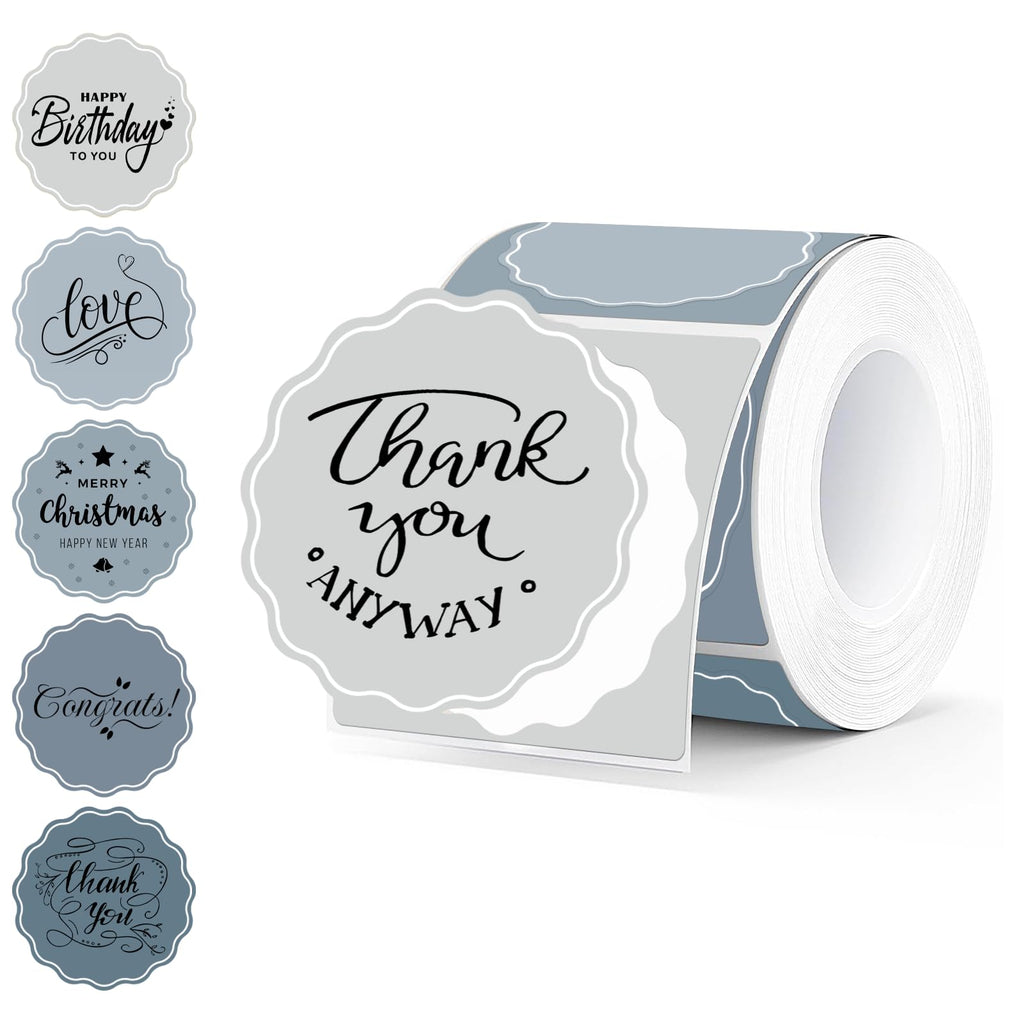 Aurtho: 2-inch Round Thermal Sticker Labels, 500 per Roll — Flower Designs, Matte Finish