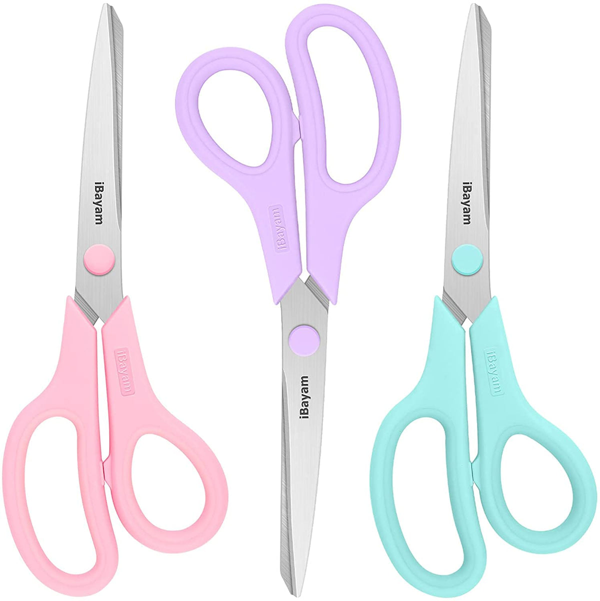 iBayam: Heavy Duty Scissors, 8.5", 3-Pack (Multiple Color Sets)