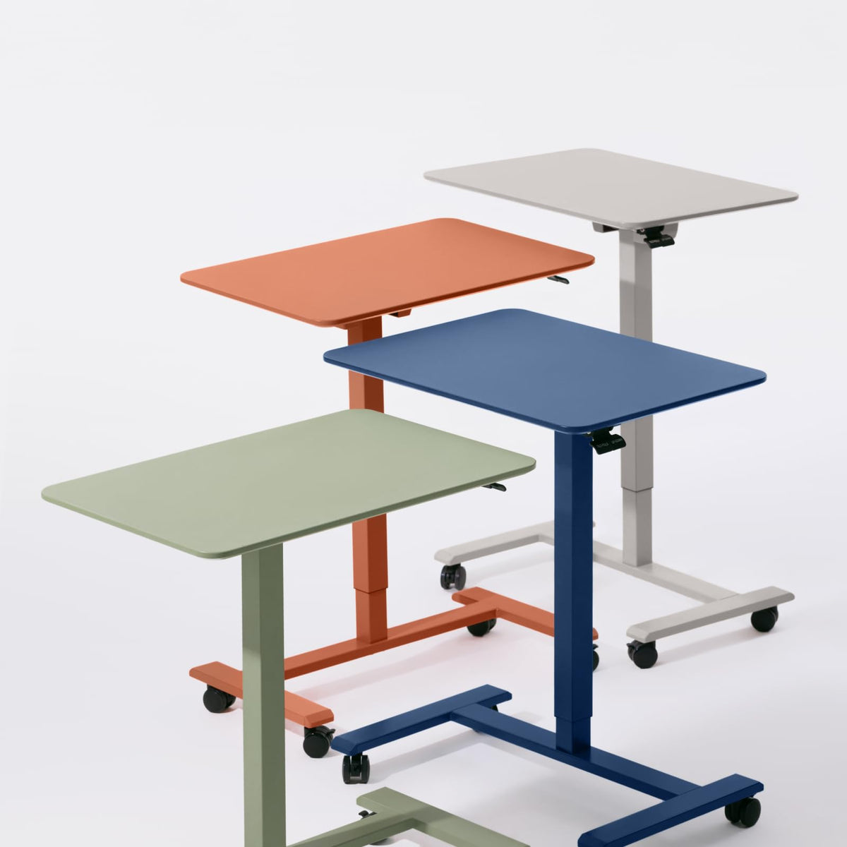 TopJob ANYDESK FOLD Mobile Standing Desk, Portable with Lockable Wheels, Foldable Stand Desk, Rolling Computer Workstations, Used for Home, Couch Side Table, Bedside Table in Bed Room Kitchen (Sand)