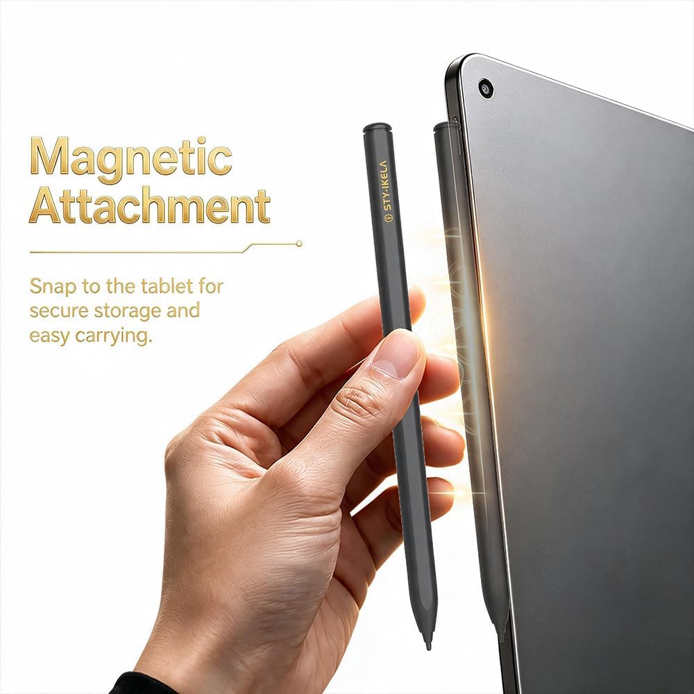 Magnetic EMR Stylus Pen for Remarkable 2 & 1, Kindle Scribe, BOOX and Samsung Galaxy Tab, Digital Pen with Eraser, 4096 Pressure Levels, Palm Rejection, Tilt Support, 10 Replacement Tips