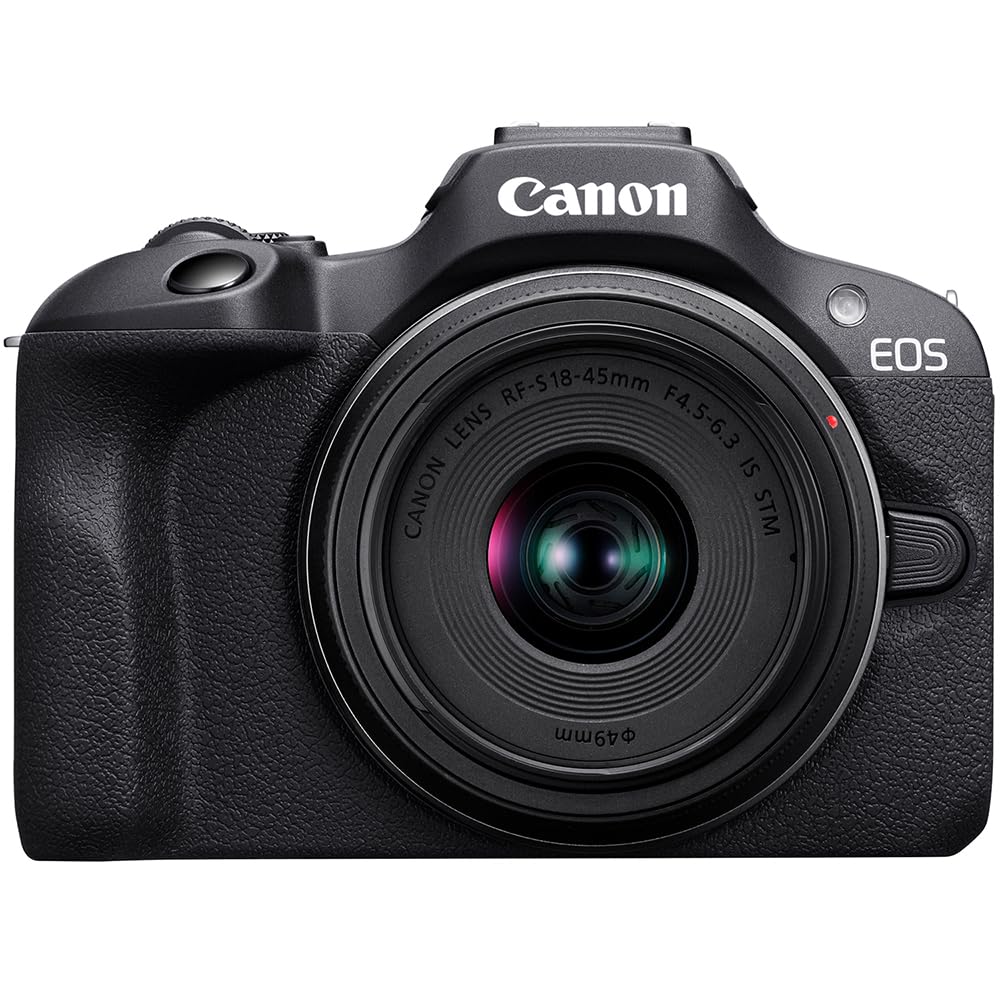 Canon EOS R100 Mirrorless Camera Body with RF-S 18-45mm F4.5-6.3 is STM Lens 6052C012 Bundle with Deco Gear Photography Bag + Microphone + Monopod + Software & Accessories Kit