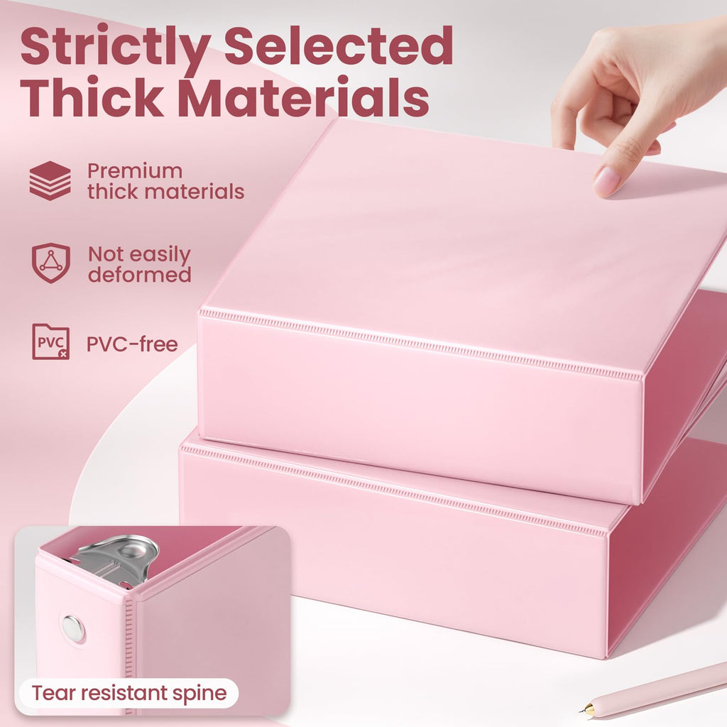SUNEE 3 Ring Binder 1 Inch 4 Pack, Clear View 1" Binders Three Ring PVC-Free (Fit 8.5x11 Inches) for School or Office Supplies, Assorted Pastel