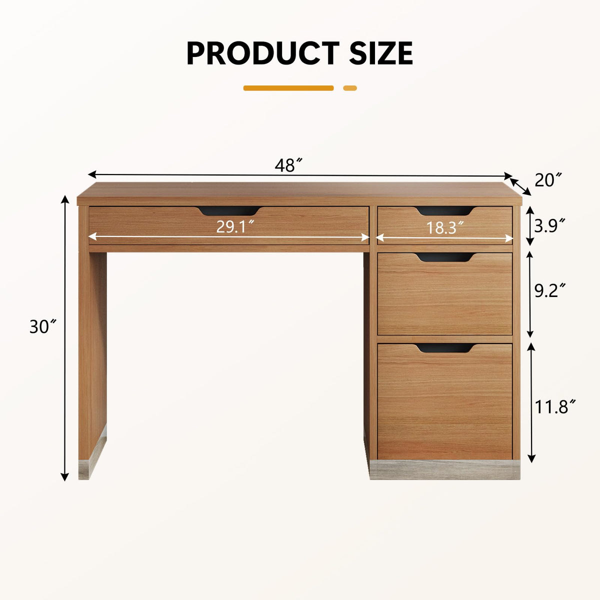 MaverickFurni White Desk with Drawers, 48 Inch Small Computer Desk