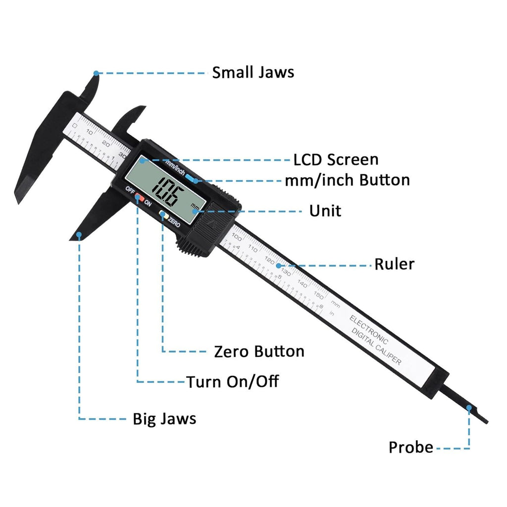 Digital Caliper, Adoric Calipers 0-6 Inch, Inch/mm Conversion, Large LCD