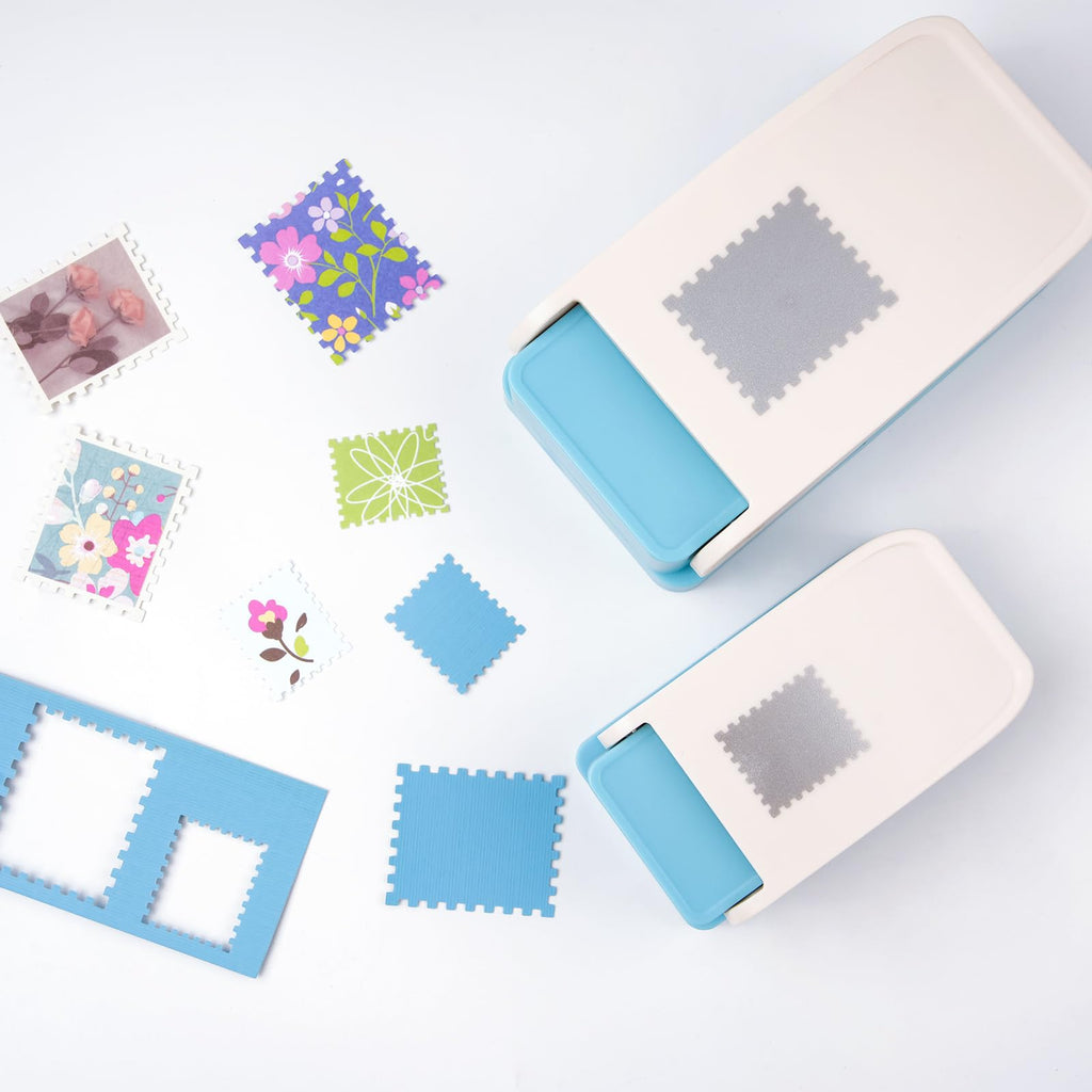 Stamp Puncher 1inch Square Postage Stamp Punch |Stamp Hole Puncher| Scalloped Rectangle Lever Action Paper Punches for Crafting Scrapbooking DIY Card Making Arts Crafts Supplies
