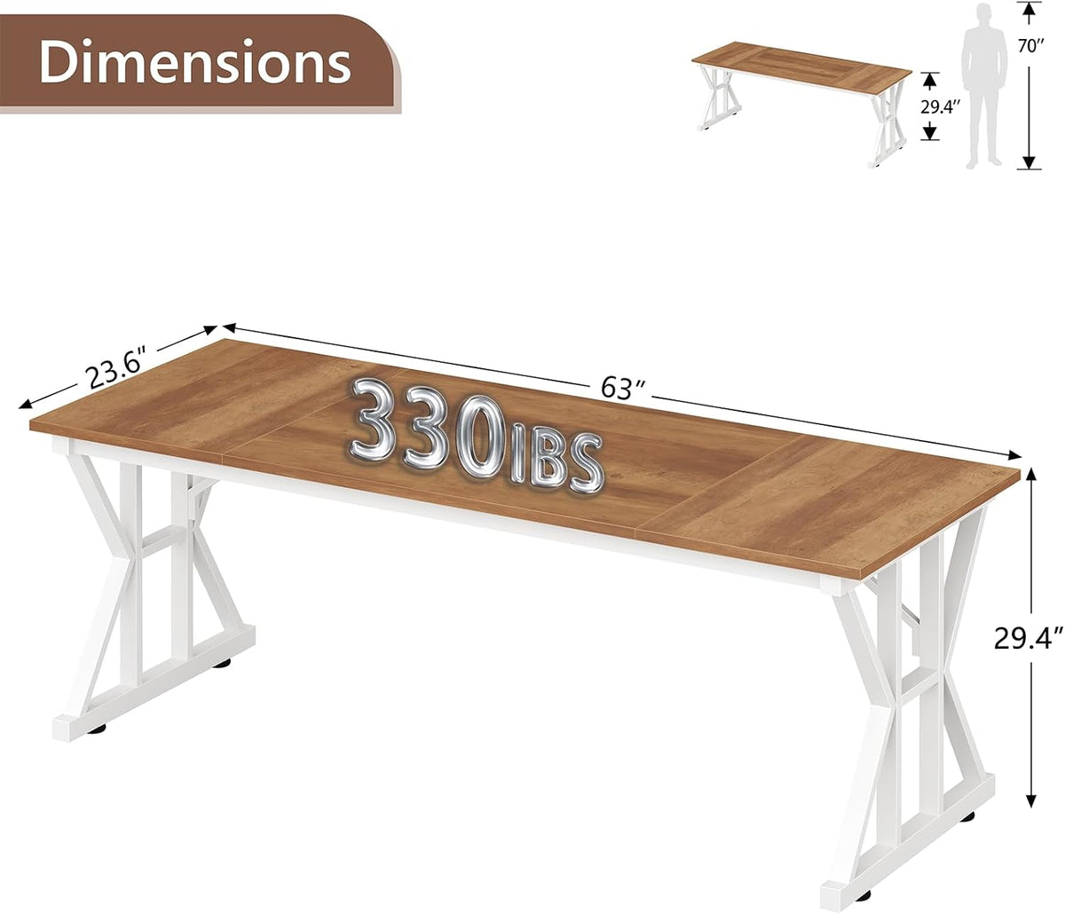 63" Large Computer Desk with Thickened Frame for Home Office, Living Room