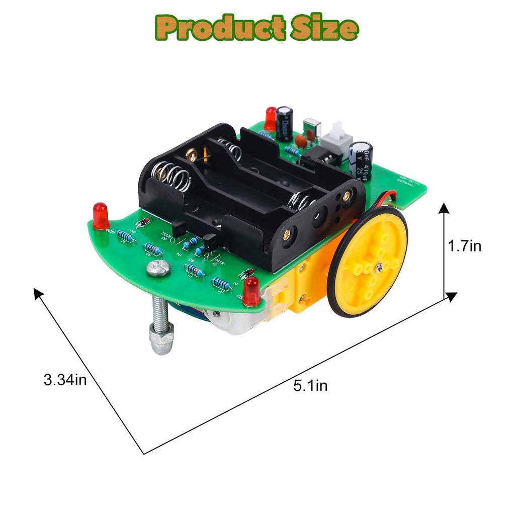 MiOYOOW Line Following Robot Car Kit, Beginners Smart Car Soldering Practice Kit STEM Educational Electronics Soldering Projects for School and Home Learning