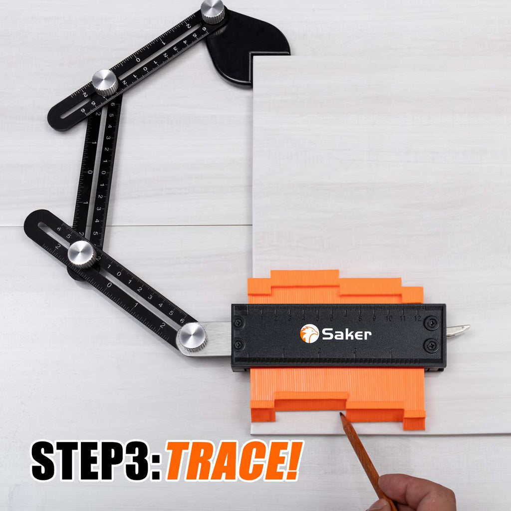 Saker Contour Gauge Duplication-Adjustable Lock-Precisely Copy Irregular Shape-Irregular Woodworking Tracing-Must Have Tool for DIY Handyman Men Husband Dad 10 Inch+5 Inch