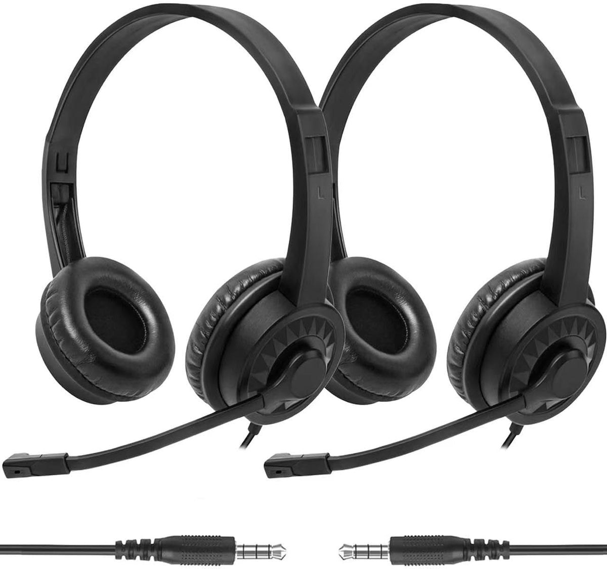2 Pack Bulk Headphones with Microphone for Classroom Kids, On-Ear Wired Computer Headset with Rotating Mic for School Students K-12 Chromebooks PC Laptop Office Meetings
