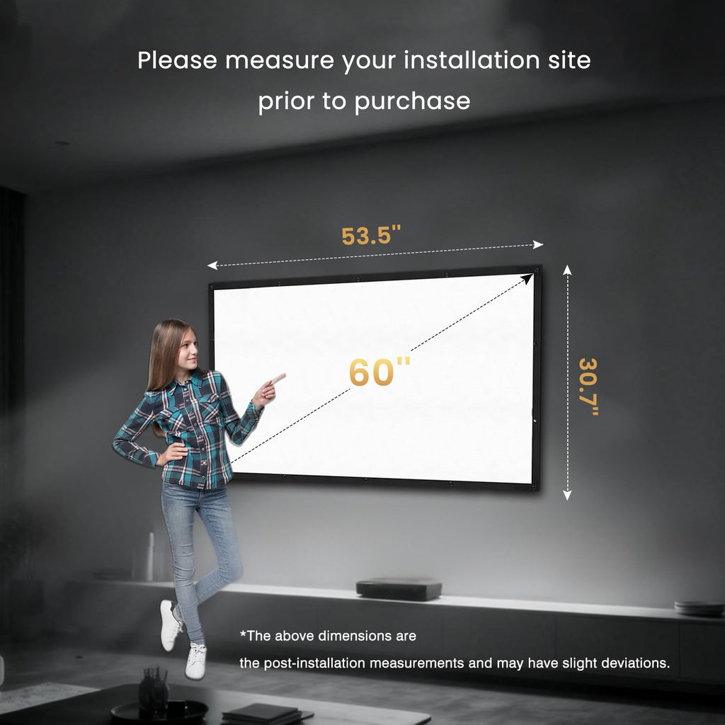 100 Inch Projector Screen with Black Backing, Foldable 16:9