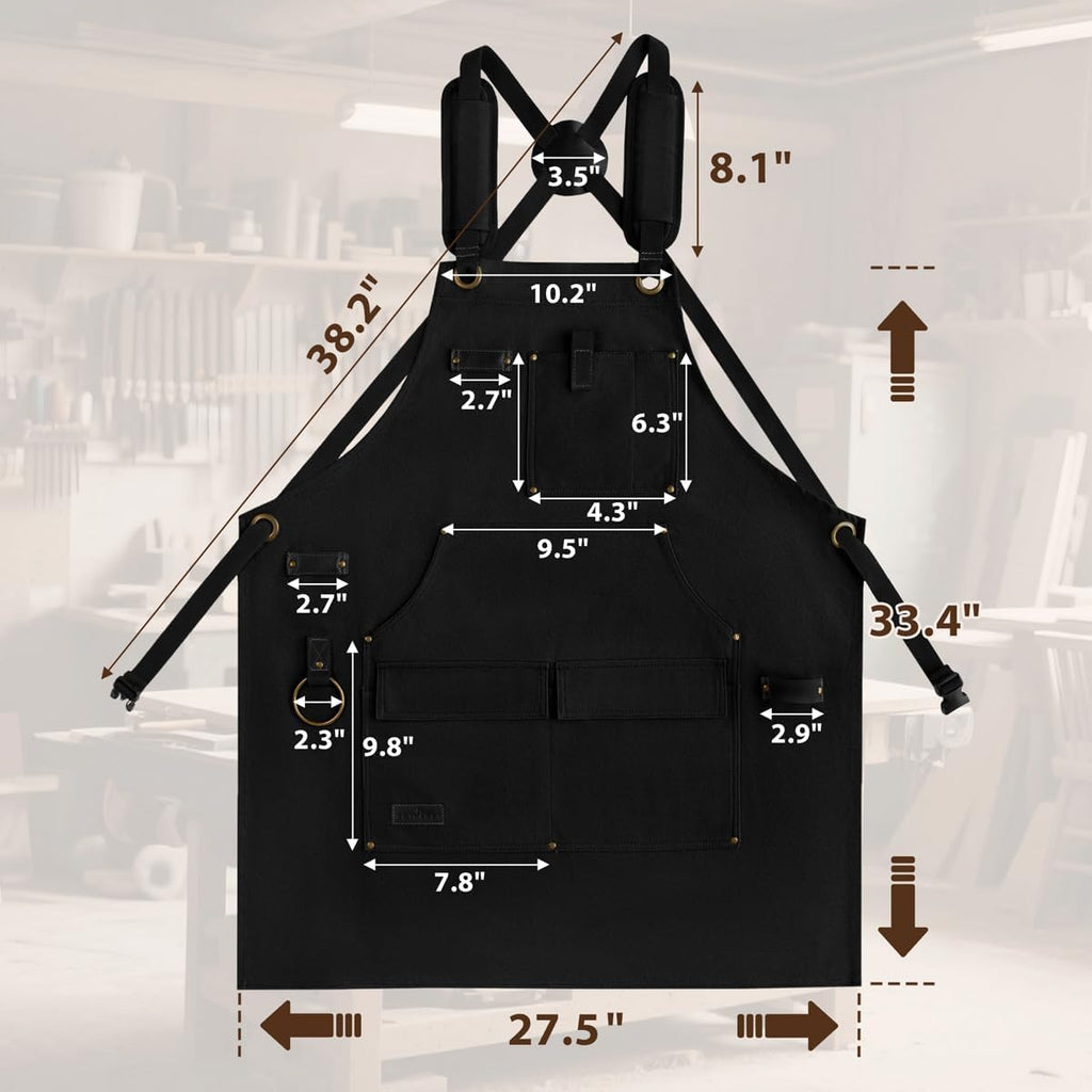 ROTANET Woodworking Apron for Men, Waterproof Canvas Work Aprons for Shop