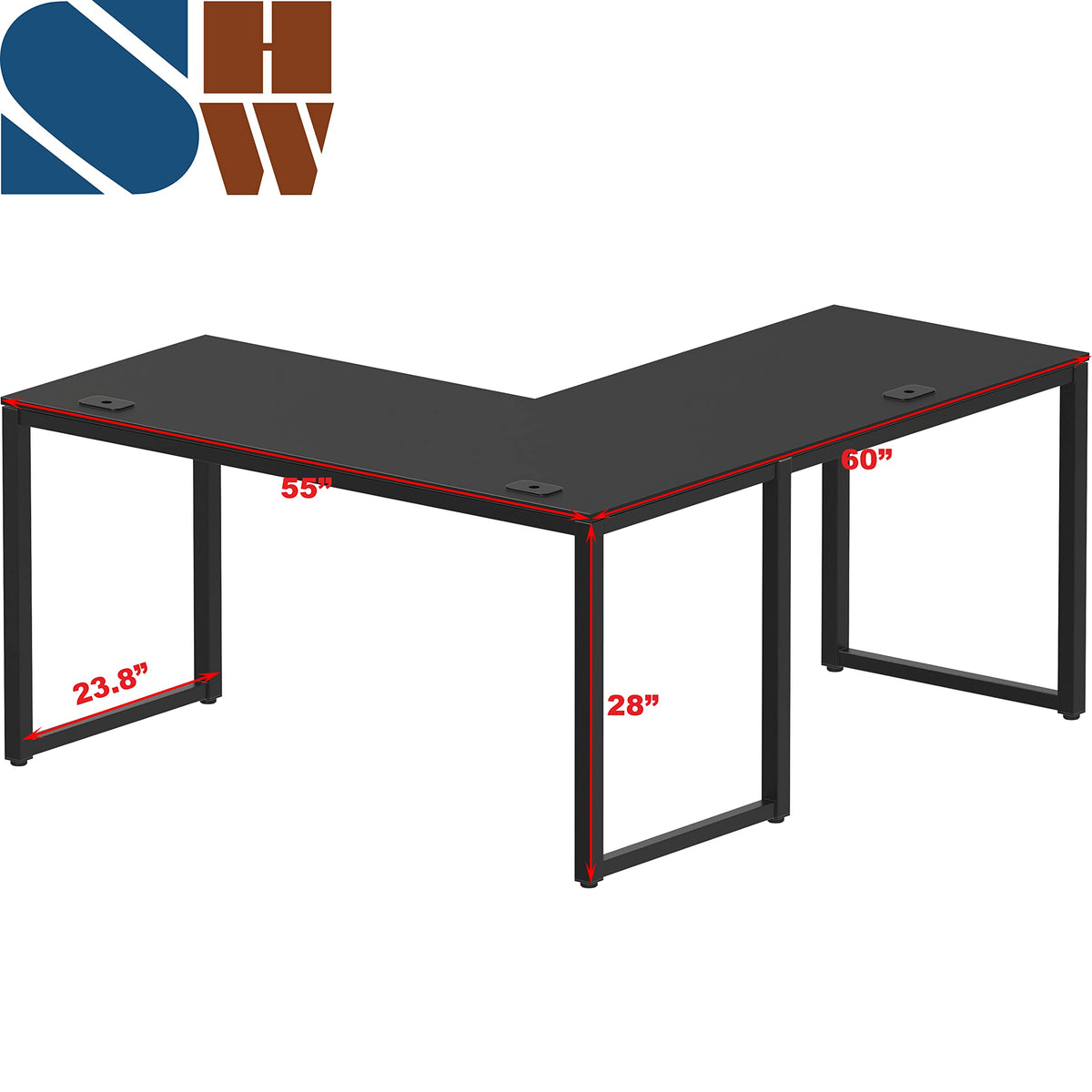 SHW 55 × 60-Inch Commercial-Grade L-Shaped Student Desk