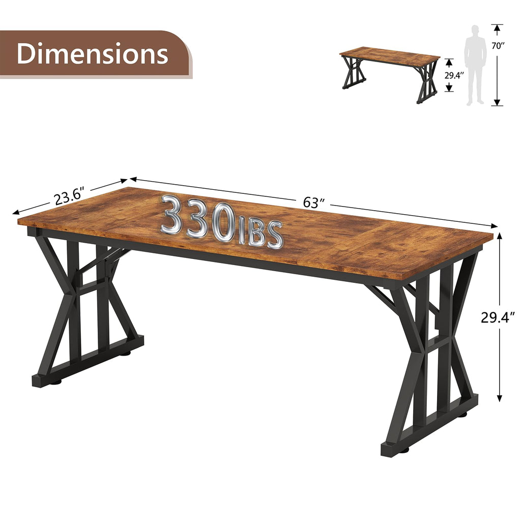 63" Large Computer Desk with Thickened Frame for Home Office, Living Room