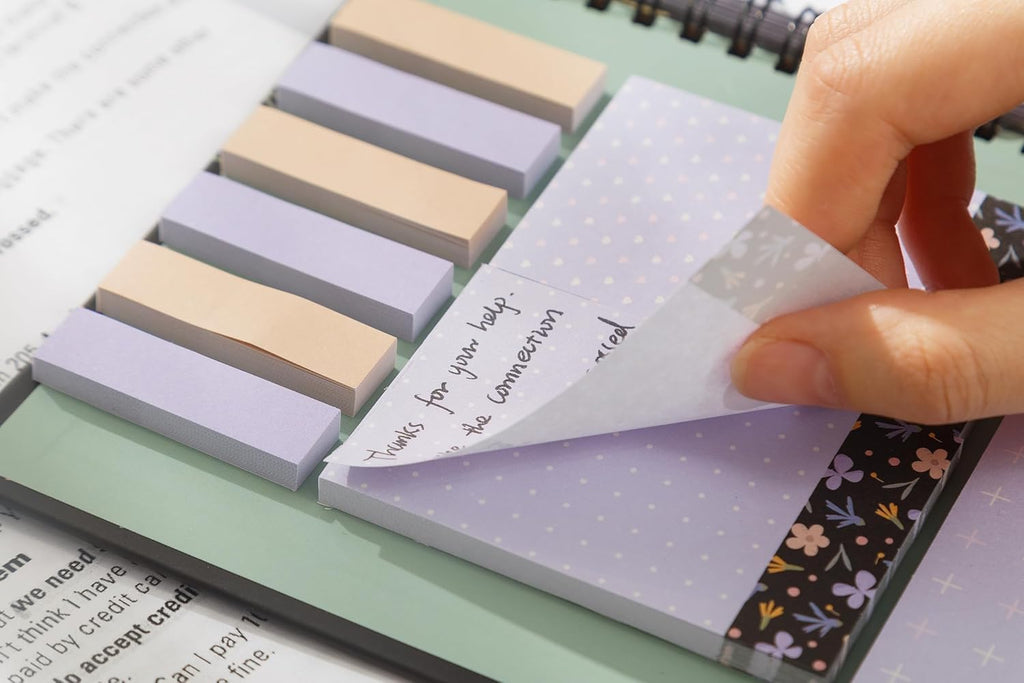 A5 Spiral Sticky Notebook,with 9 pads of decorated sticky notes and a handy notebook,for Bible study;Note Pads Teacher Appreciation Gift Writing Memo Pads School Office Supplies and Daily Life Organization (Daisy)