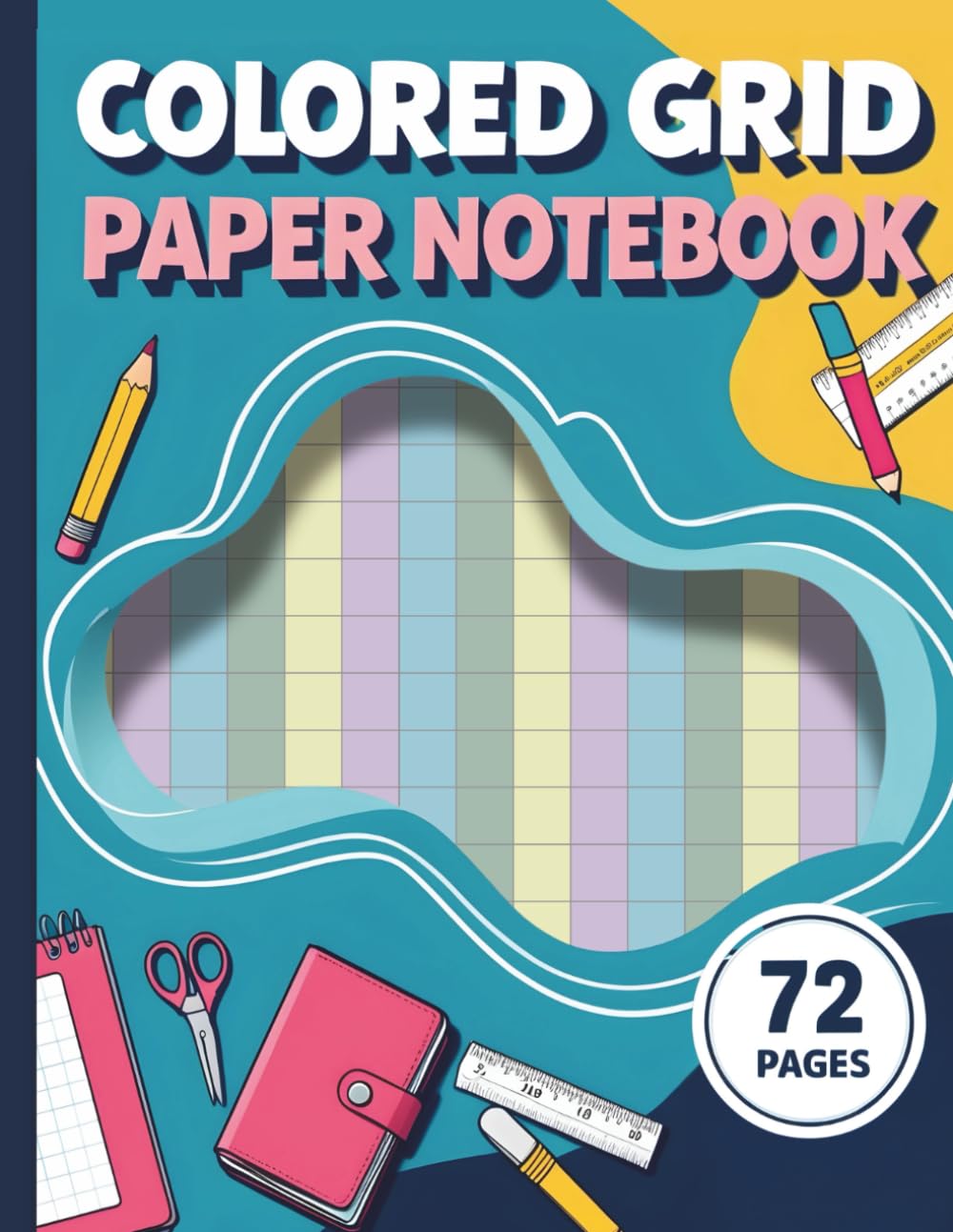 Colored Grid Paper Notebook for Math & Writing