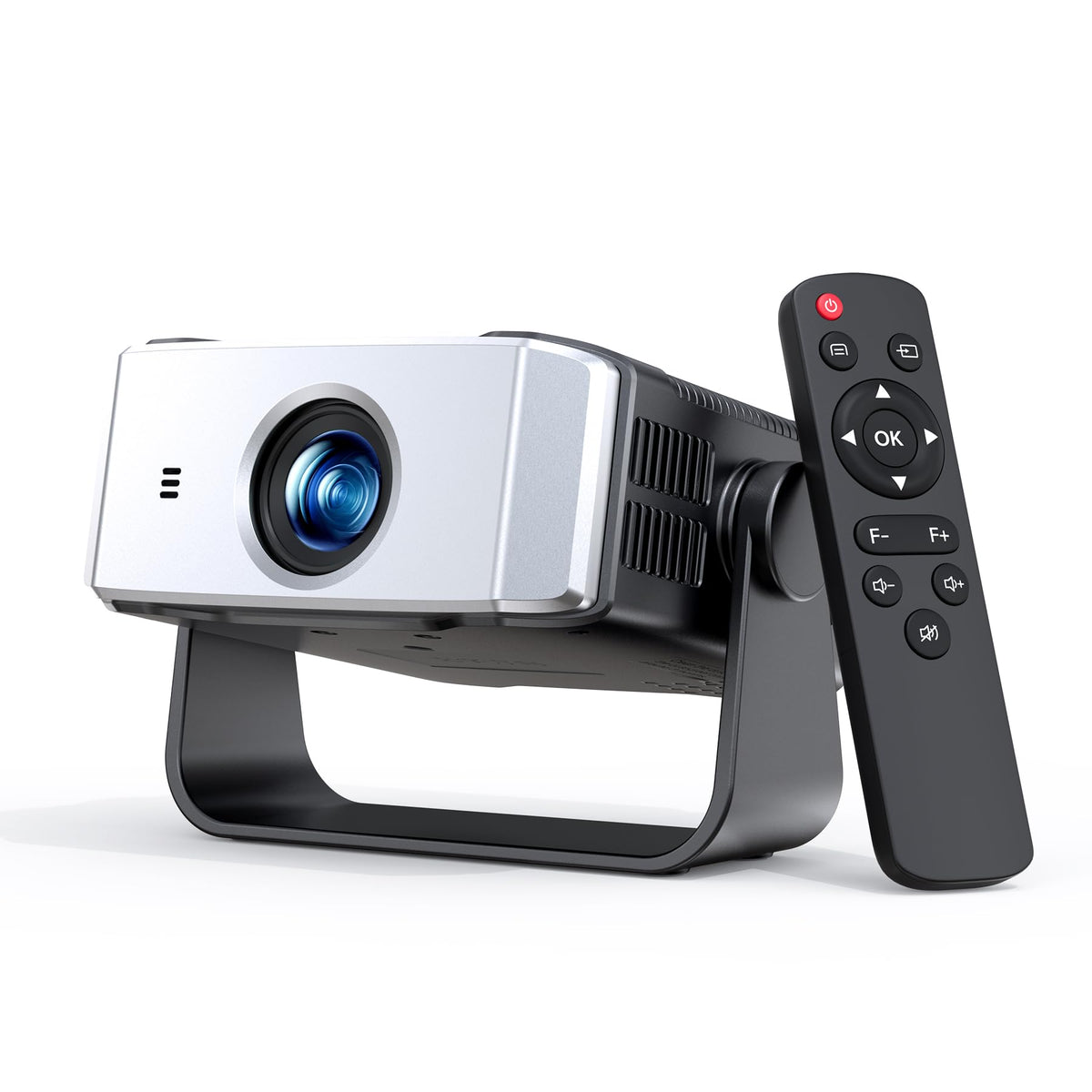 Projector with WiFi and Bluetooth, Auto Keystone, Remote, Focus HDMI USB Compatible with iOS/Android Phone, Laptop, TV Stick, PS5, Home Theater (Black-Yellow)