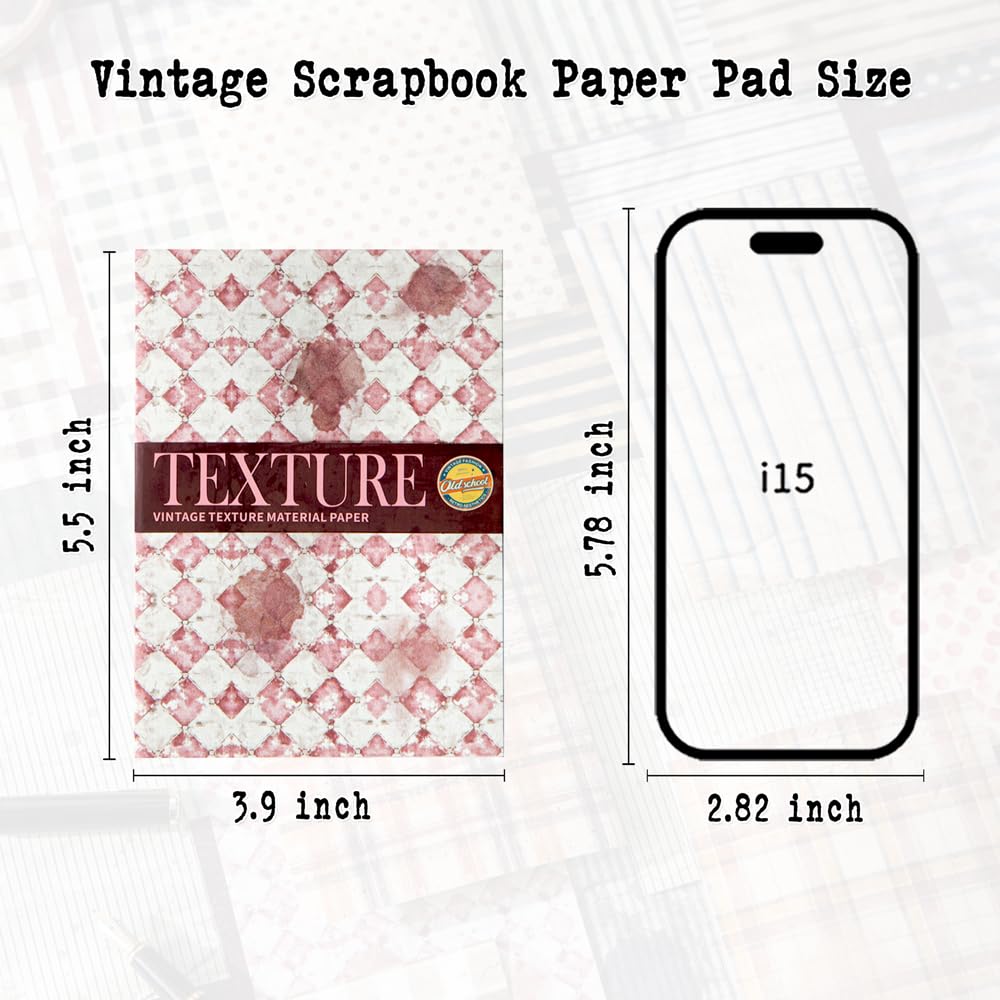 180 Sheets Vintage Scrapbook Paper, Journaling Scrapbooking Supplies, Antique Aged Looking Background Paper for Junk Journals Card Making Mixed Media Decoupage
