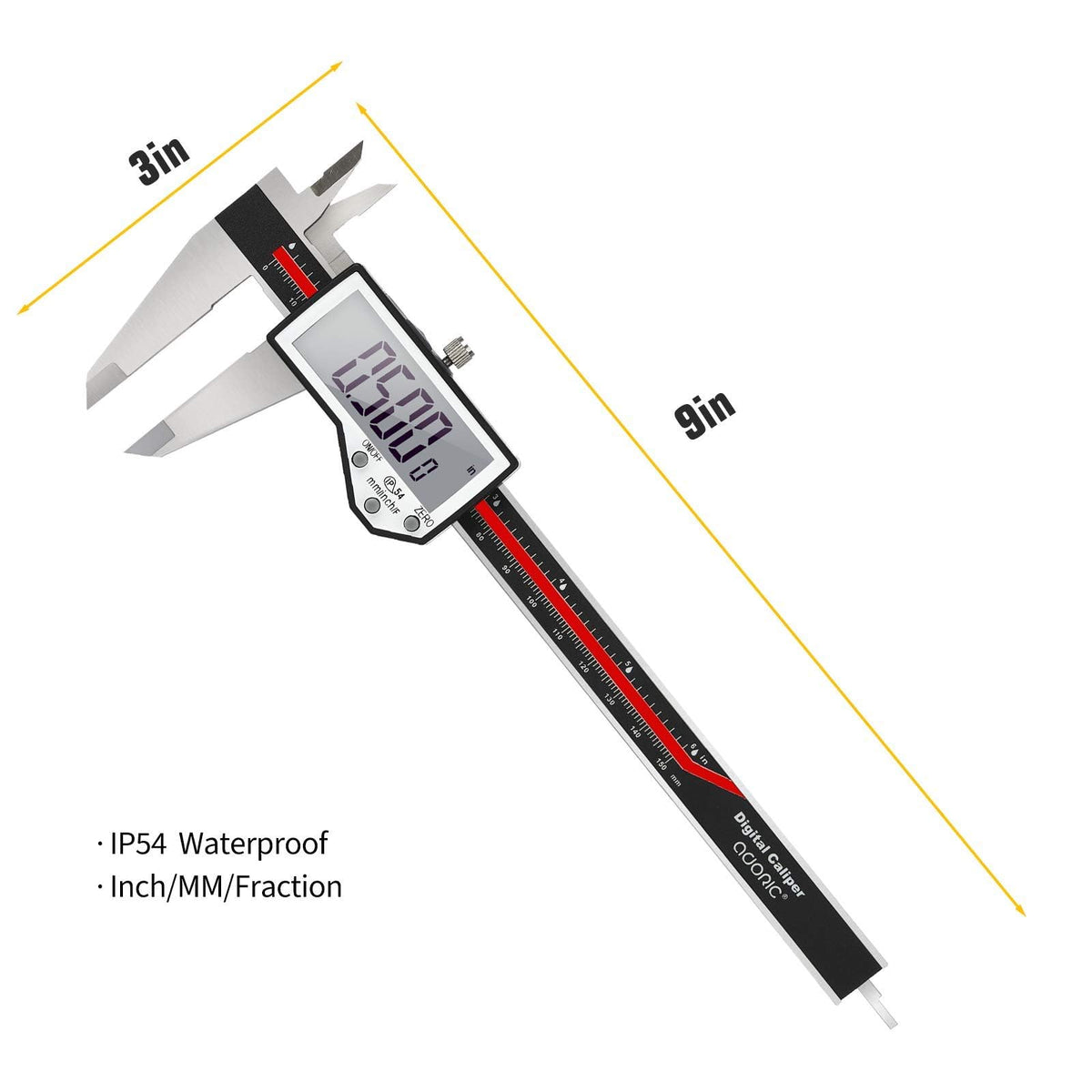 Digital Caliper, Adoric Calipers 0-6 Inch, Inch/mm Conversion, Large LCD