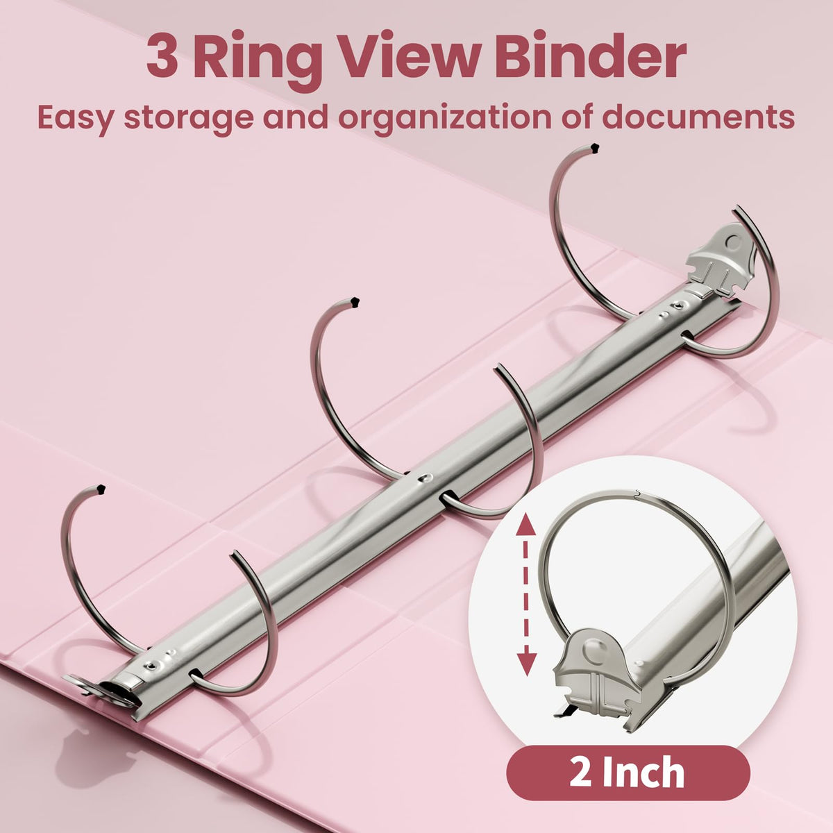 SUNEE 3 Ring Binder 1 Inch 4 Pack, Clear View 1" Binders Three Ring PVC-Free (Fit 8.5x11 Inches) for School or Office Supplies, Assorted Pastel