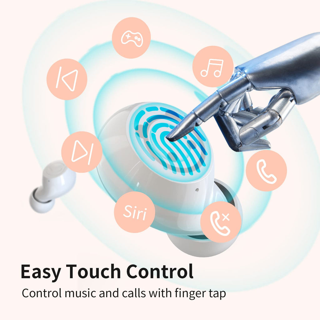 Kids Wireless Earbuds, Noise Reduction Earbuds for Kids Bluetooth 5.0 Waterproof in-Ear Headphones with Mic and Charging Case, Deep Bass Touch Control 36H Playtime Headset for School.