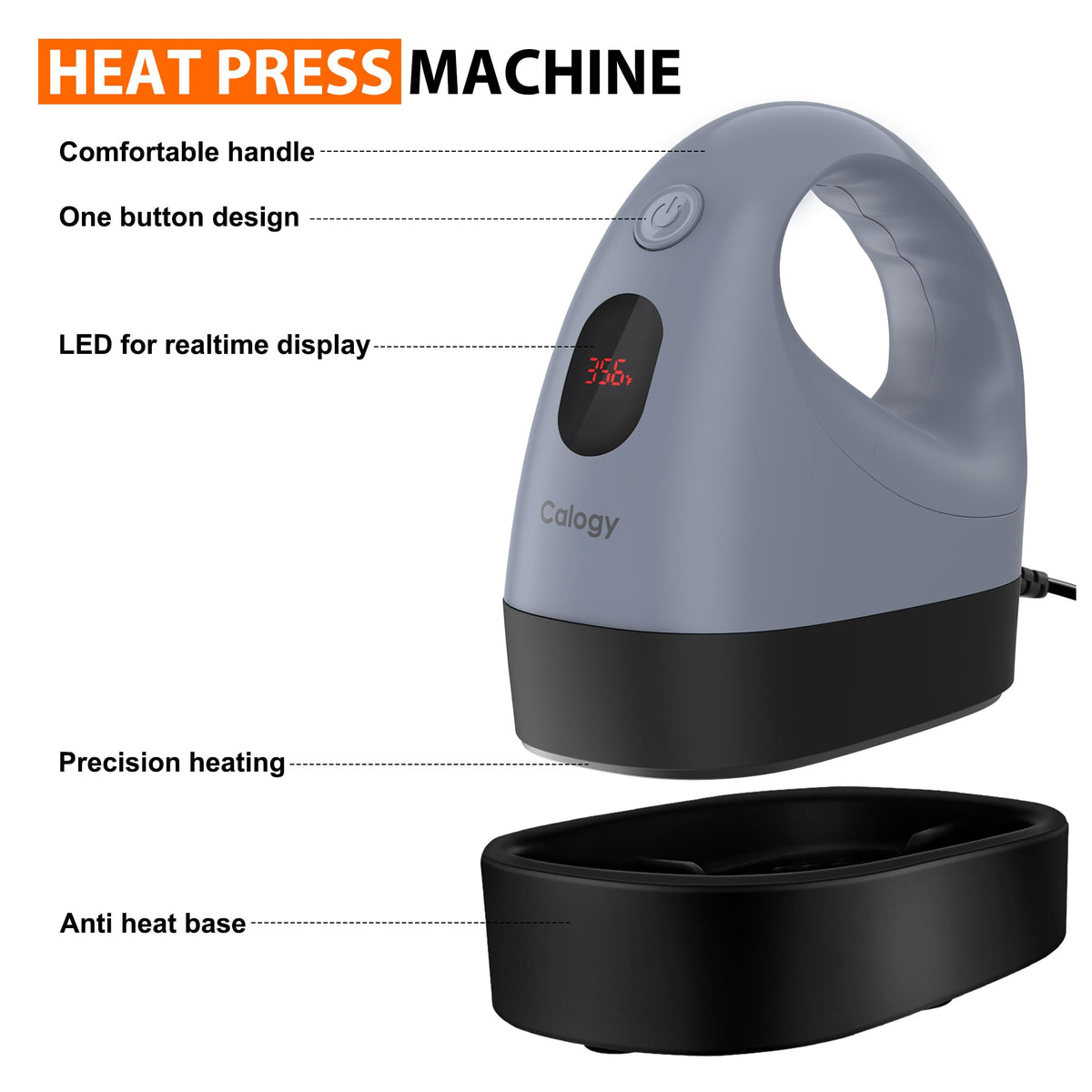 Calogy Mini Heat Press, Heat Transfer Machine, Constant Temp Control, Insulated Safety Base, Fits for Crafts, T-Shirt, Hat, Cap, Pillows(White Pink)
