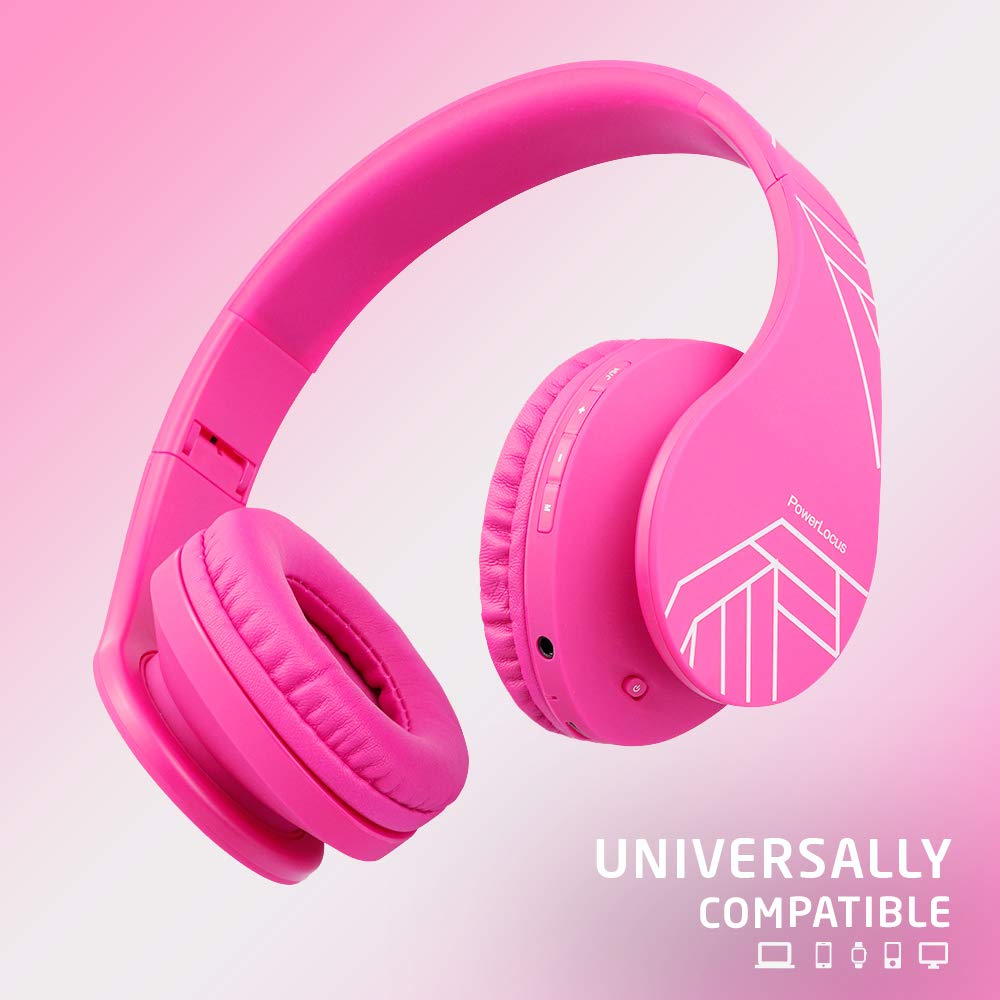PowerLocus Kids Headphones Over-Ear, Bluetooth Wireless Headphones for Kids,with Microphone, Safe 85DB Volume Limited, Foldable with Carry Case, Audio Cable, Micro SD mode for Online Classes,PC,Phones