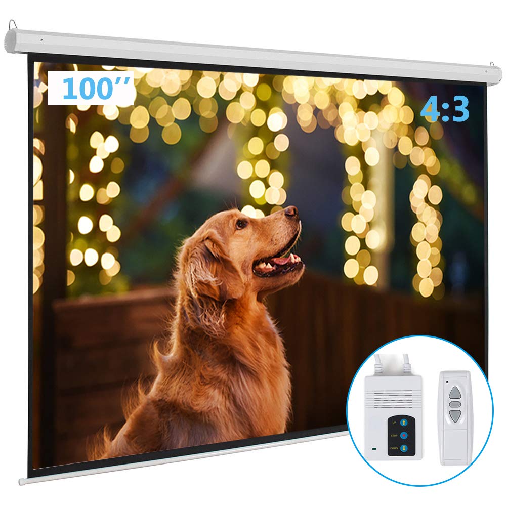 Motorized Projector Screen with Remote Control, No Wrinkles, Without Dents, HD Screen, for Home Theater Office Classroom TV Usage (92inch 16:9)