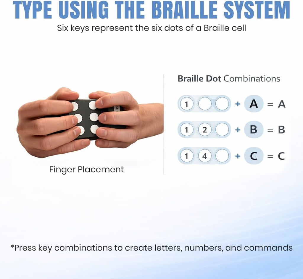Hable One Portable Braille Keyboard for Smartphones and Tablets