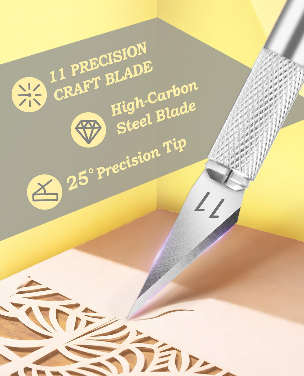 DIYSELF Craft Hobby Knife Set with 10 Extra #11 Blades, 6-Inch Metal Ruler