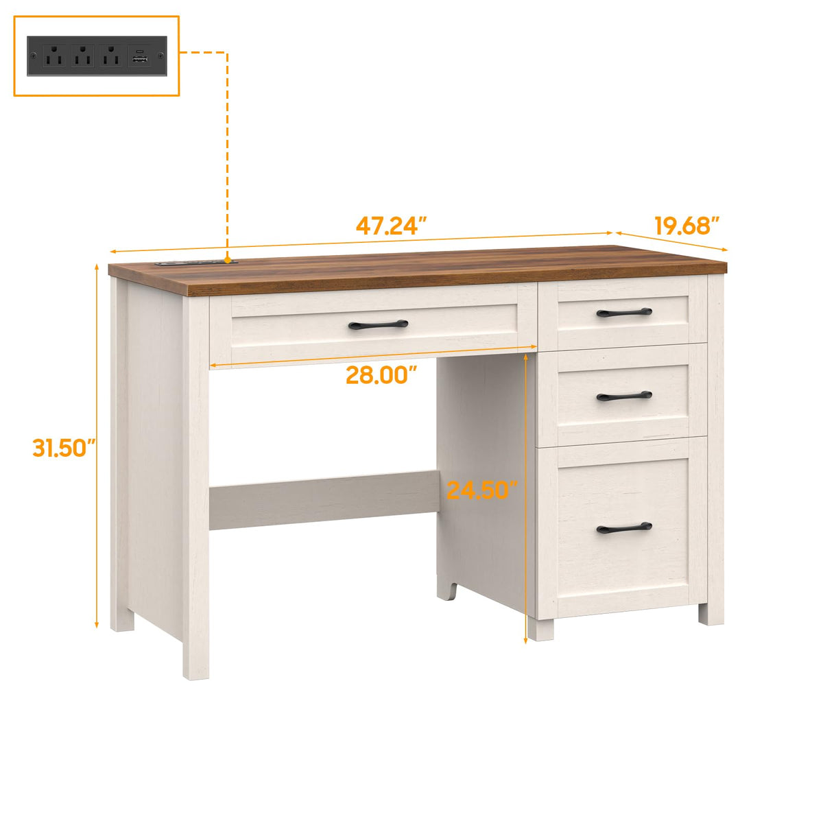Vabches 47-Inch Student Desk with Drawers
