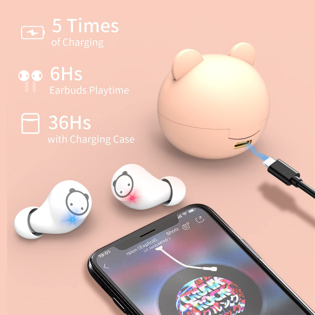 Kids Wireless Earbuds, Noise Reduction Earbuds for Kids Bluetooth 5.0 Waterproof in-Ear Headphones with Mic and Charging Case, Deep Bass Touch Control 36H Playtime Headset for School.