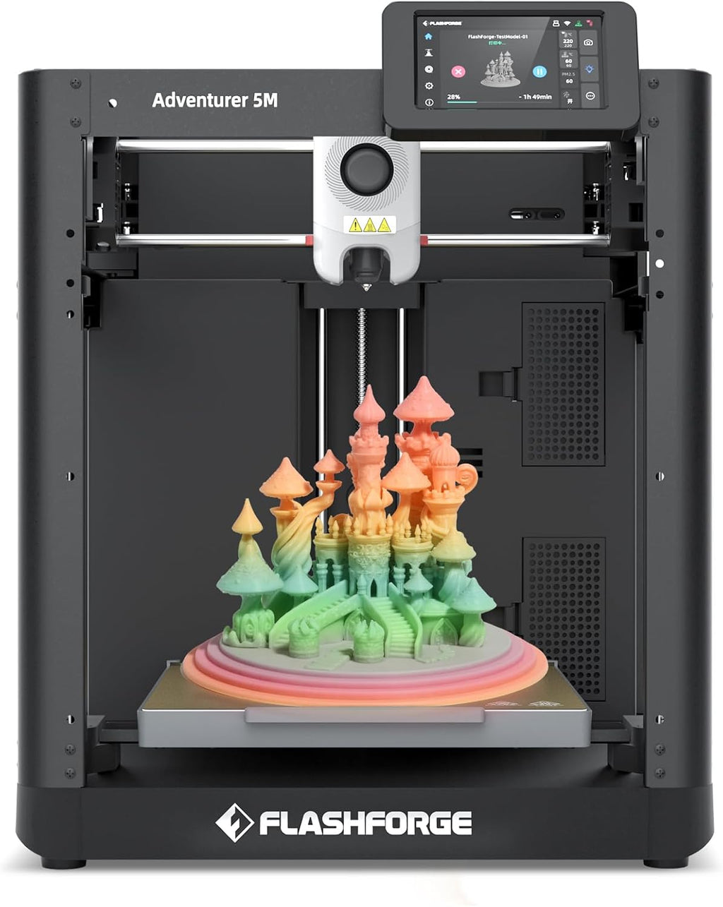 Flashforge Adventurer 5M 3D Printer for Beginners, 600mm/s Fast Printing, Direct Drive (280°C), Auto-Leveling, 8.7"x8.7"x8.7" PEI Build Plate - Ideal for Home, School & Makers