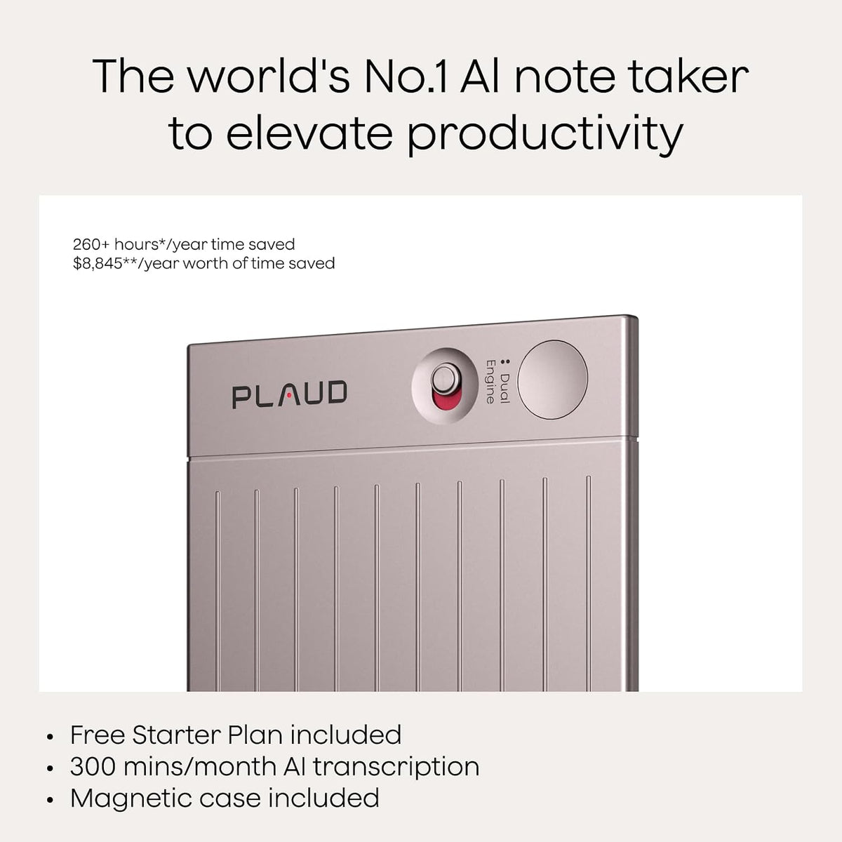 Plaud Note AI Voice Recorder Transcribe & Summarize, Non-Pro Version