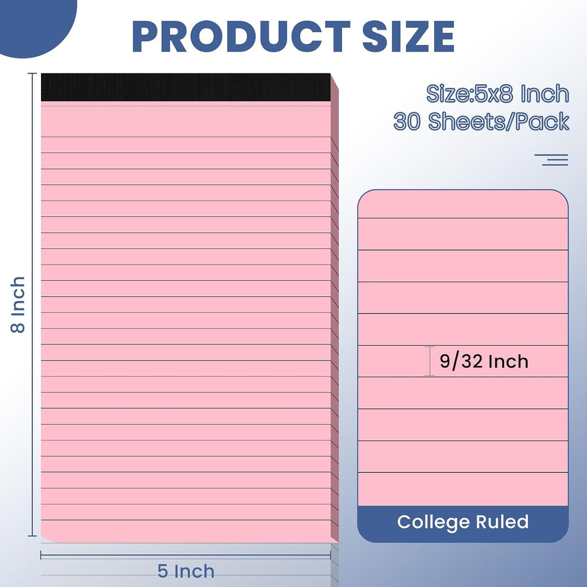 6 Pack Notepads 5x8, Color, Small Legal Pads, Perforated Notebook