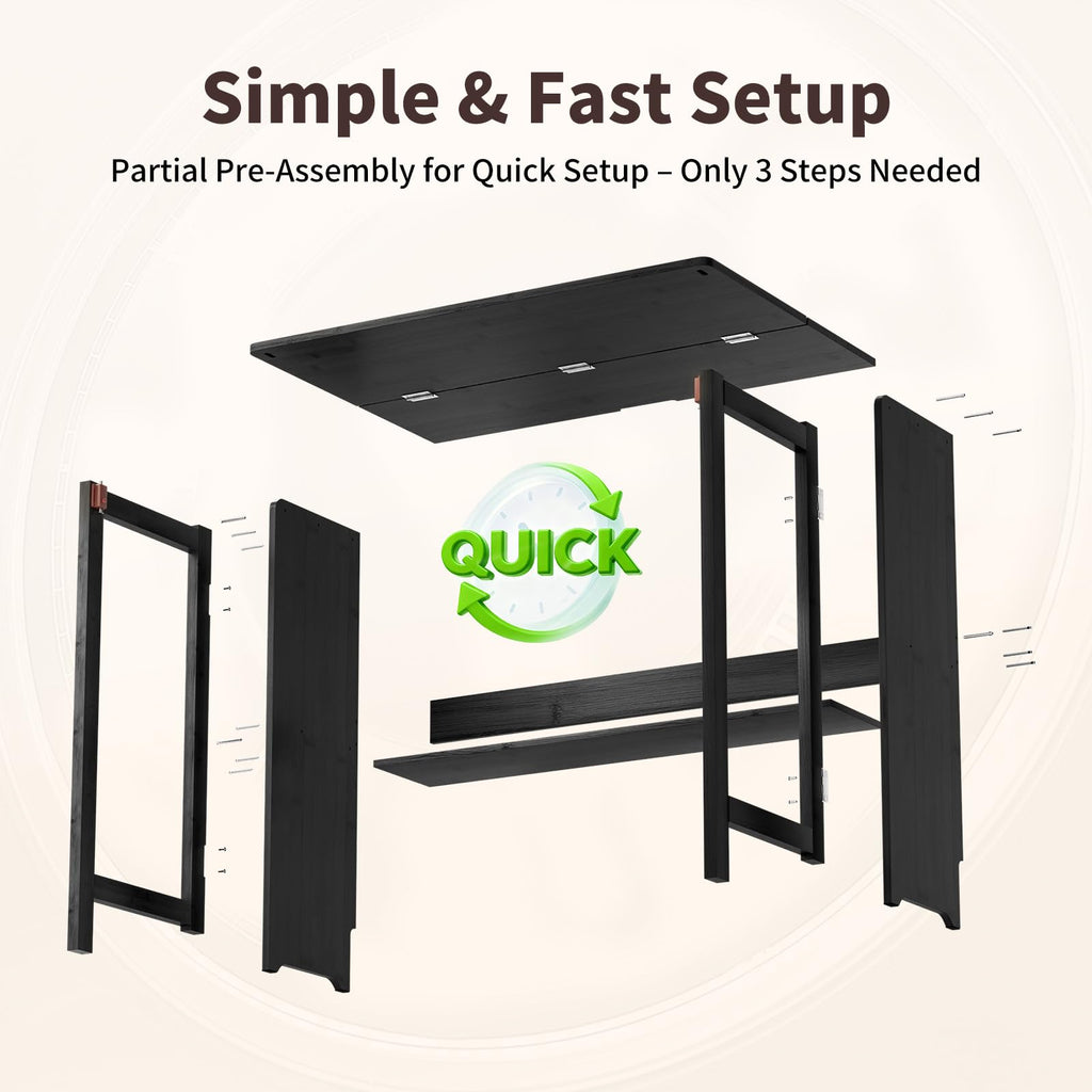 Dezyfurni Bamboo Folding Student Desk with Storage