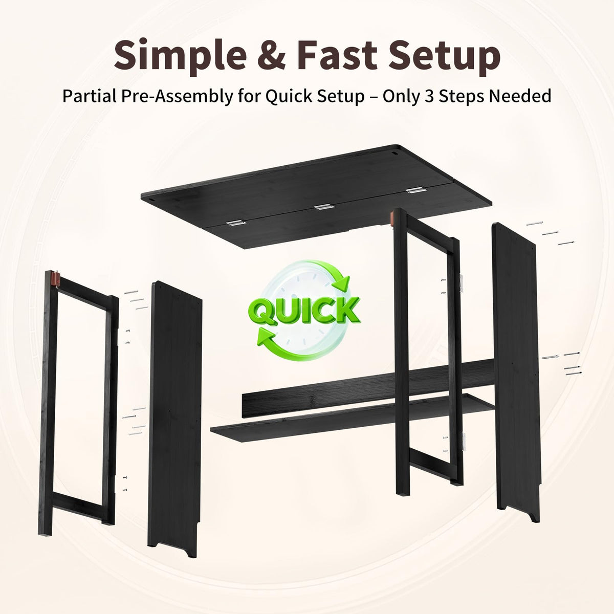 Dezyfurni Bamboo Folding Student Desk with Storage