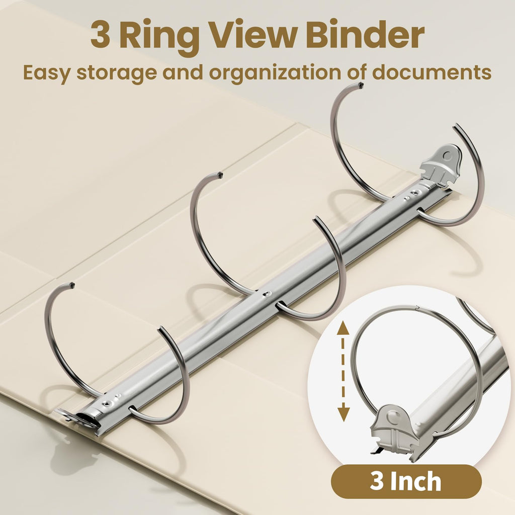 SUNEE 3 Ring Binder 1 Inch 4 Pack, Clear View 1" Binders Three Ring PVC-Free (Fit 8.5x11 Inches) for School or Office Supplies, Assorted Pastel