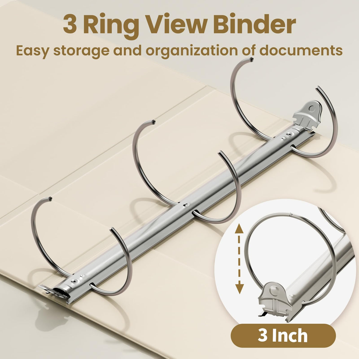 SUNEE 3 Ring Binder 1 Inch 4 Pack, Clear View 1" Binders Three Ring PVC-Free (Fit 8.5x11 Inches) for School or Office Supplies, Assorted Pastel