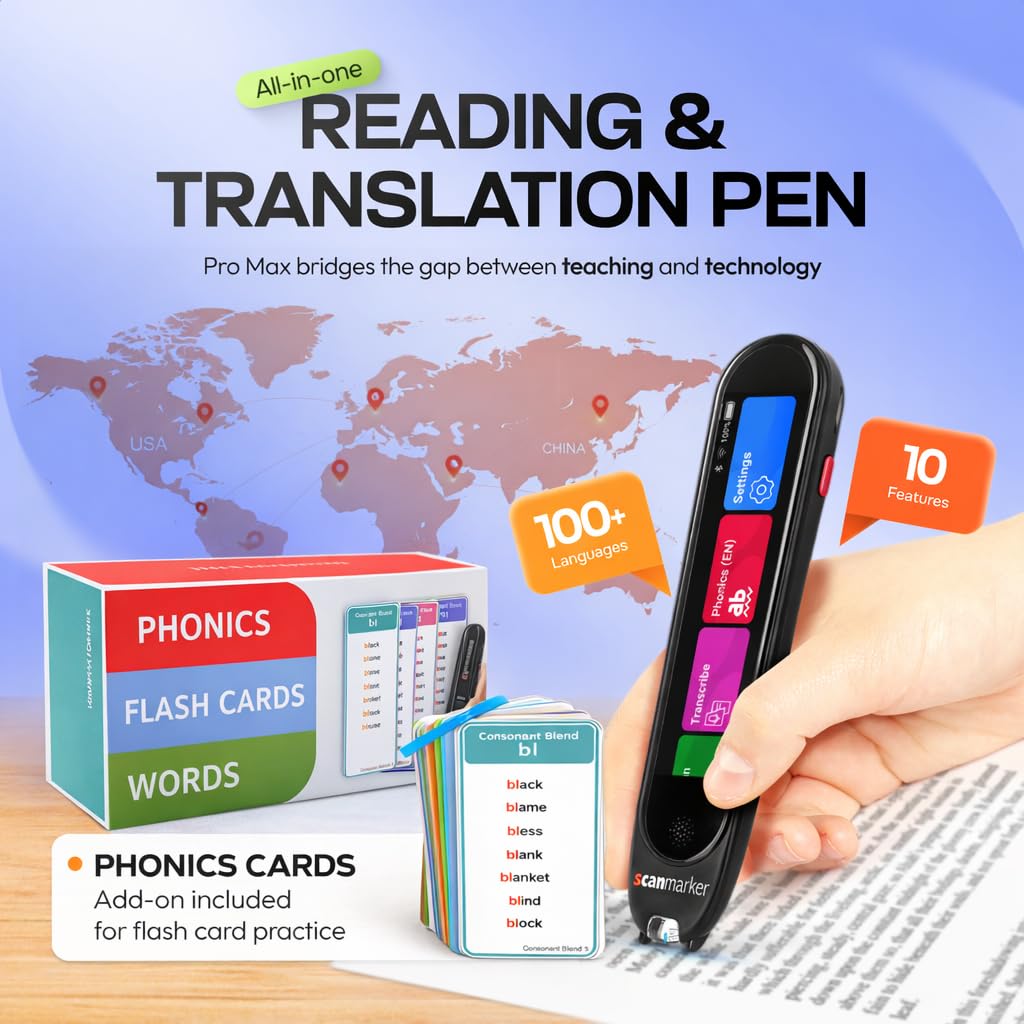 Scanmarker Pro | Translation Pen & Reading Pen for Kids & Adults | Assistive Tool & Language Translator Device for Dyslexia, Reading Support & Language Learners | Translator Pen for 100 Languages