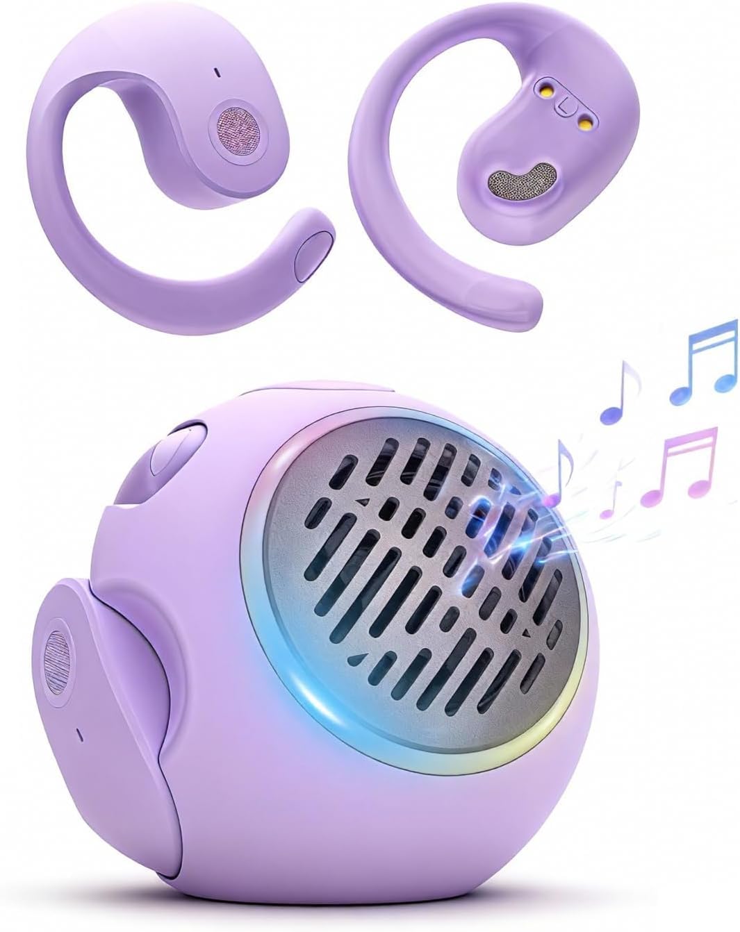 Xmenha Purple Kids Wireless Open Ear Over the Ear Earbuds for Kids Ear Buds Air Bone Conduction Headphones Bluetooth Headset Small Mini Portable Bluetooth Speaker