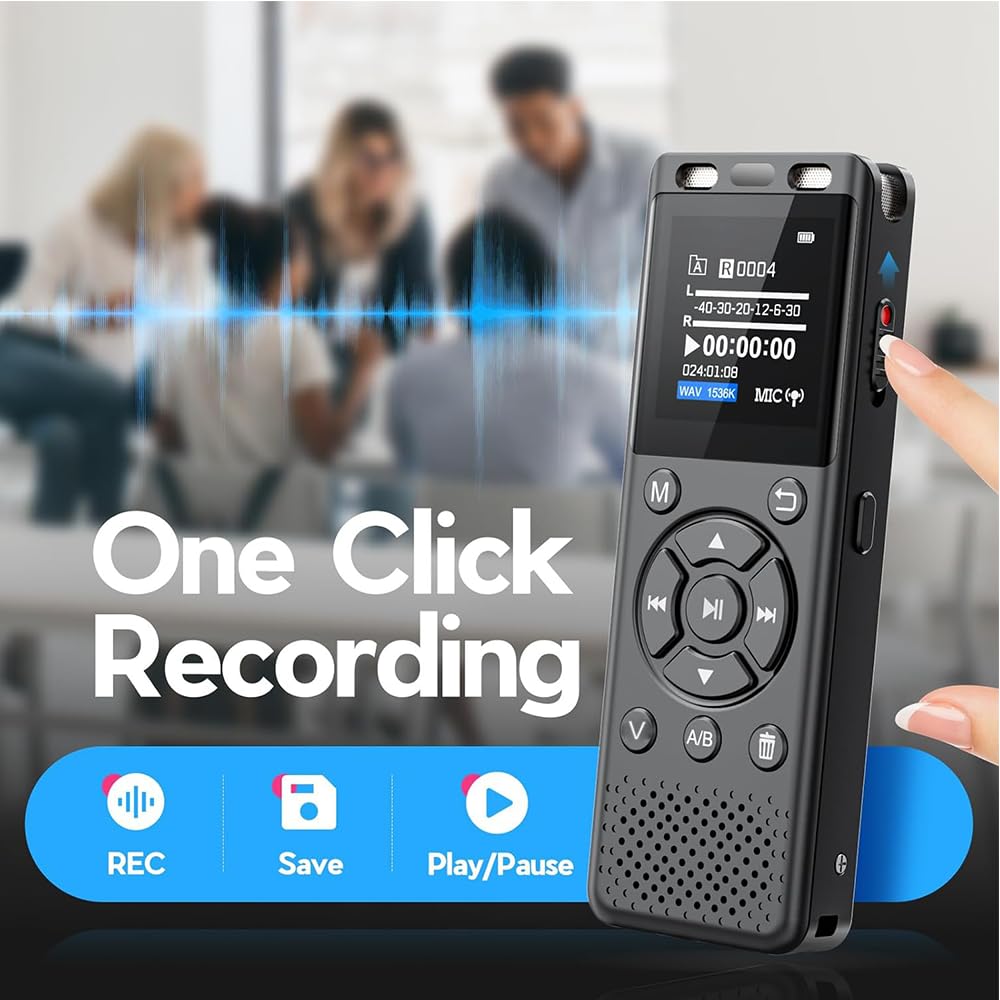 Tonfarb 64GB Digital Voice Recorder with Playback,Audio Recording Device