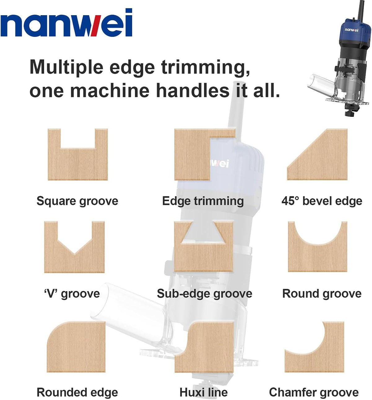 NANWEI 450W Router Tool for Woodworking, Hand Wood Router Tool, 32000rpm Compact Edge Trimmer（No Bits）