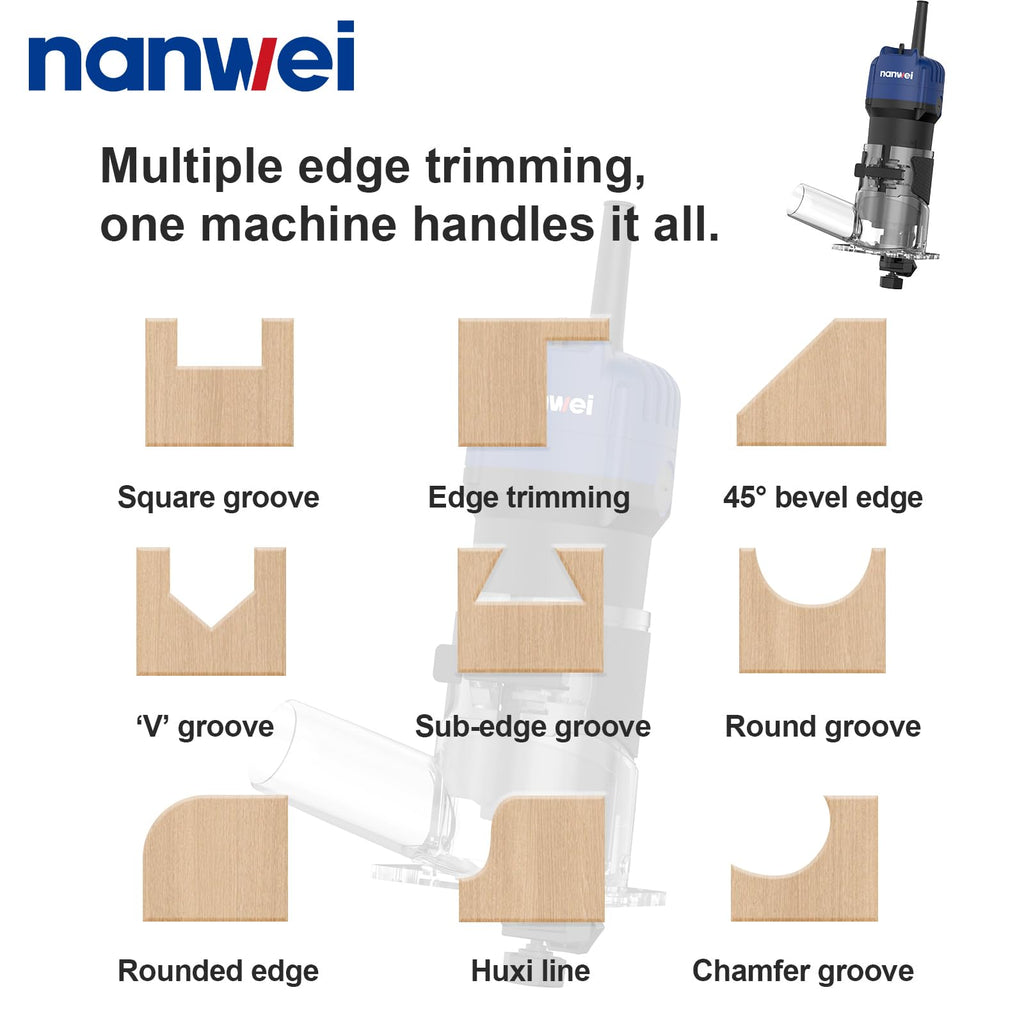 NANWEI 450W Router Tool for Woodworking, Hand Wood Router Tool, 32000rpm Compact Edge Trimmer（No Bits）