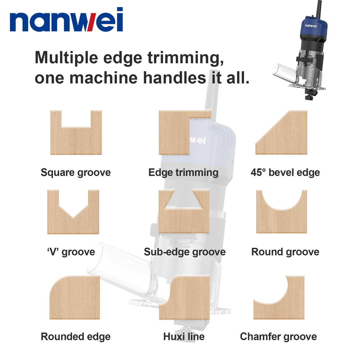 NANWEI 450W Router Tool for Woodworking, Hand Wood Router Tool, 32000rpm Compact Edge Trimmer（No Bits）